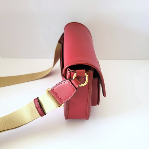 Michael Kors Bradshaw Medium Pocket Messenger Crossbody Handbag Cherry Leather - Picture 5 of 8